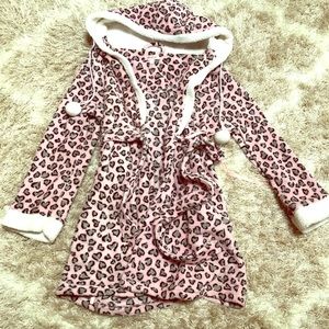 Cozy Hooded Pink Animal Print Soft Robe